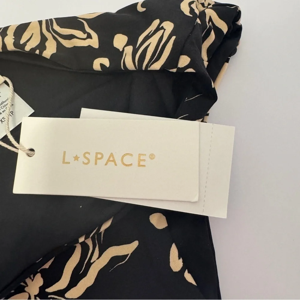 NWT L*Space High Tide Bikini Bottom XS Black Floral Retro High Waist